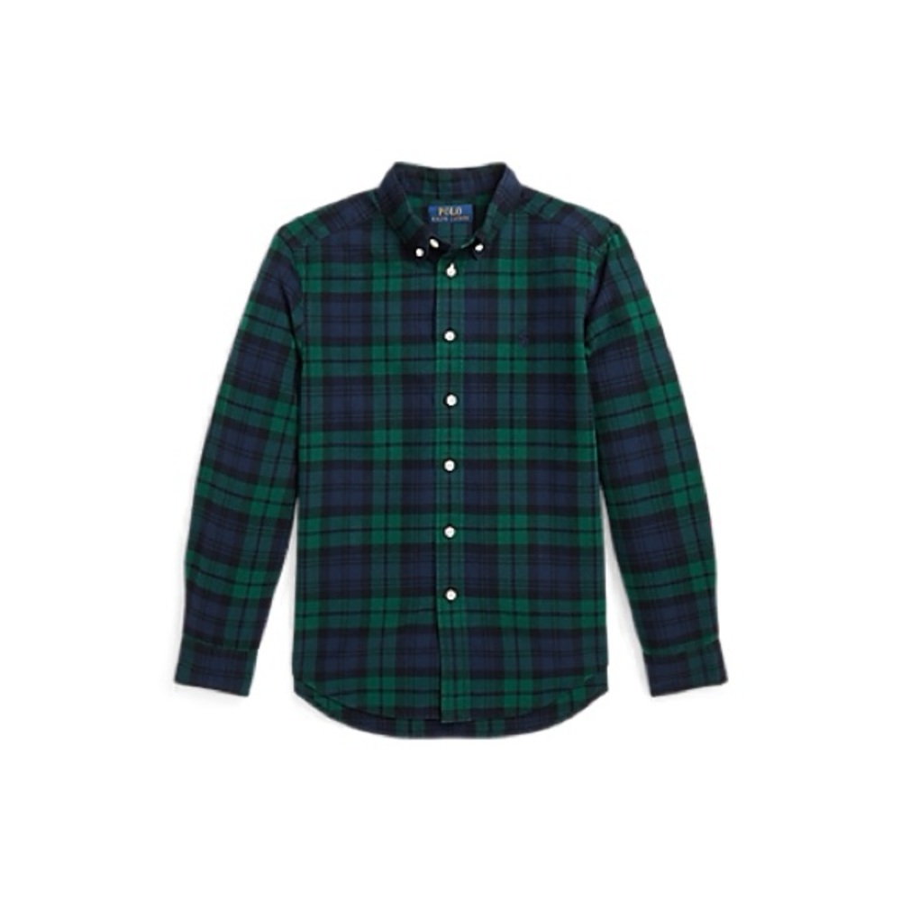 Polo by Ralph Lauren Kids' Navy and Green Plaid Flannel Shirt